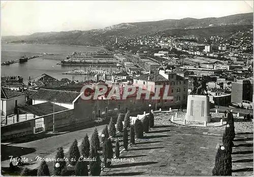 Moderne Karte Trieste Monumento ai Caduti e panorama