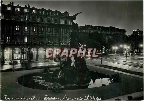 Moderne Karte Torino di notte Piazza Statuto Monumento del Frejus Turin de nuit Place Statuto Monument du Frej
