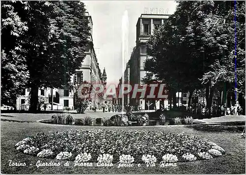 Cartes postales moderne Torino Jardins de la Place Carlo Felice et Rue de Rome