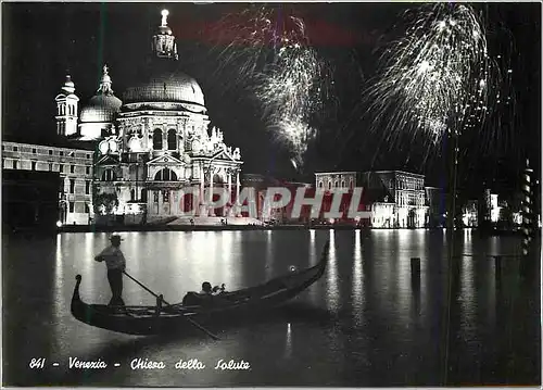 Moderne Karte Venezia Chiesa della Salute Bateau Feu d'artifice