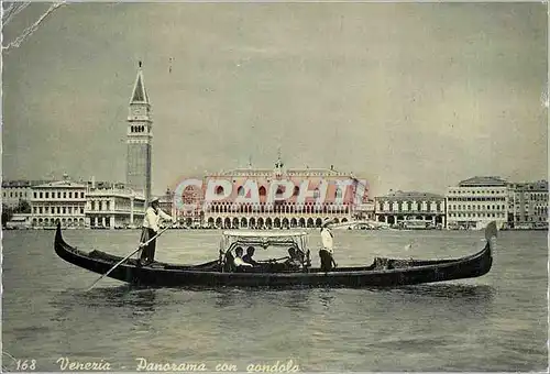 Moderne Karte Venezia Panorama con gondolo Panorama avec Gondole Bateaux