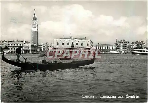 Moderne Karte Venezia Panorama con Gondola Bateau