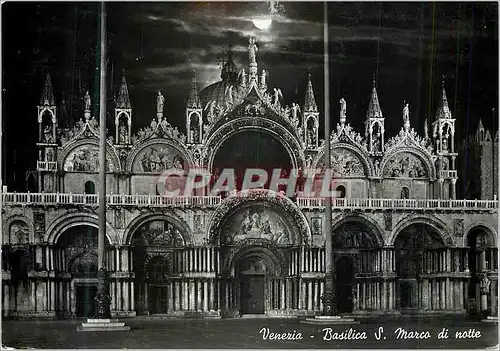Moderne Karte Venezia Basilica S Marco di notte Basilique S Marc la nuit