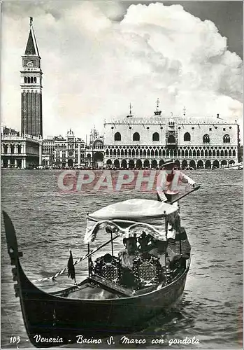 Cartes postales moderne Venezia Bacino S Marco con gondola St Marcus dock with gondola Bateau