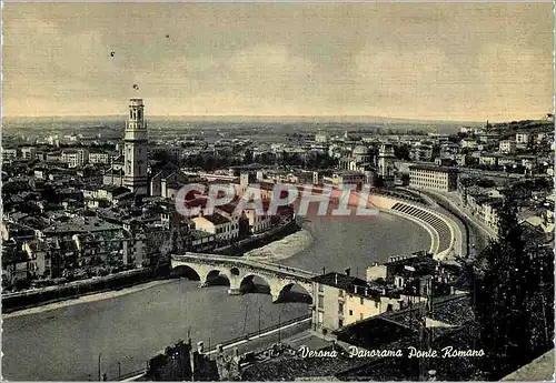 Moderne Karte Verona Vue generale Le pont Roman