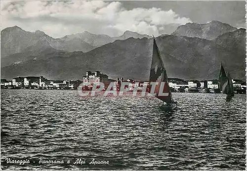 Moderne Karte Viareggio Panorama e Alpi Apuane Bateaux