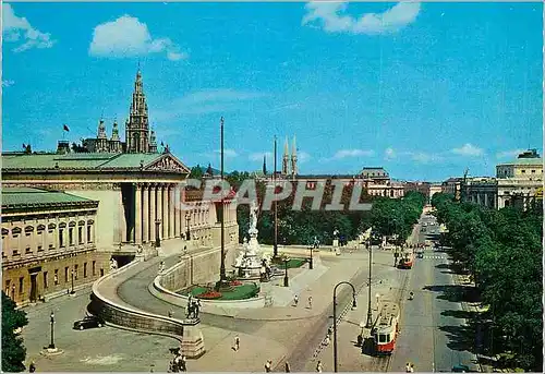 Cartes postales moderne Vienne La Ringstrasse Le Parlament L'Hotel de Ville et le Burgtheater Tramway