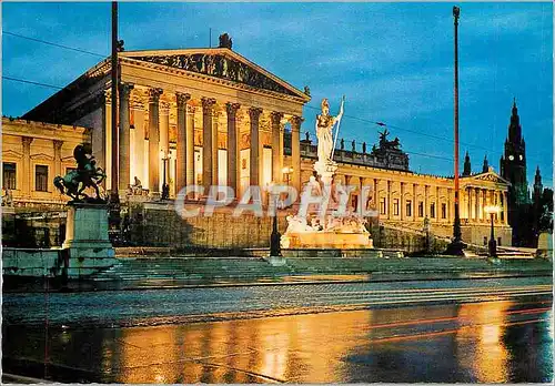 Cartes postales moderne Vienne Le Parlament illuminee
