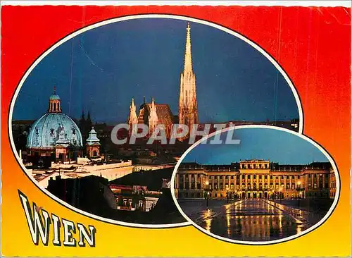 Moderne Karte Vienne et le chateau de Schoenbrunn nocturnelle