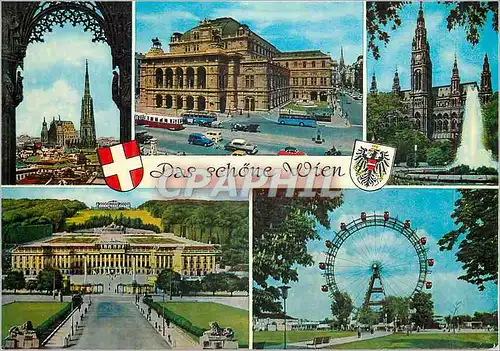 Moderne Karte Vienne Bilder Oben Stephansdom Oper Rathaus Tramway