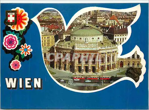 Cartes postales moderne Vienne Burgtheater mit Wien Panorama Tramway