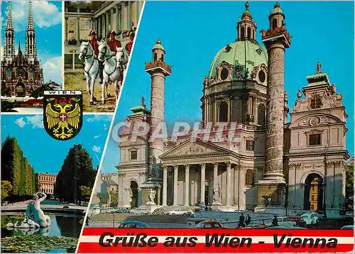 Cartes postales moderne Vienne Votivkirche Span Reitschule Numphenbrunnen Kariskirche Cheval Militaria