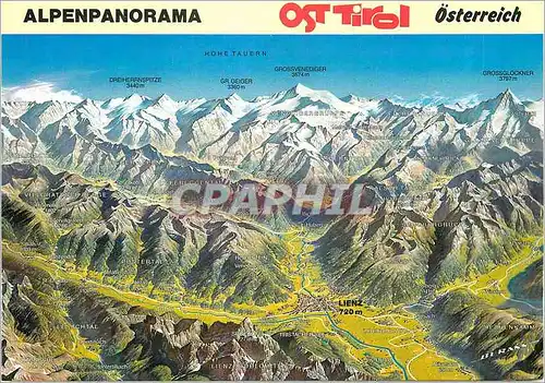 Moderne Karte Alpenpanorama Ost Tirol Osterreich Panorama Hohe Taucra