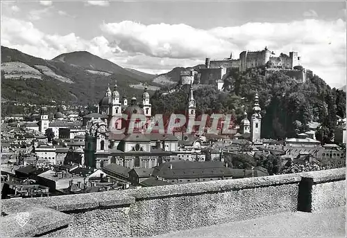 Moderne Karte Salzburg Altstadt Gesehen von der Terrasse des Grand Cafe Winkler