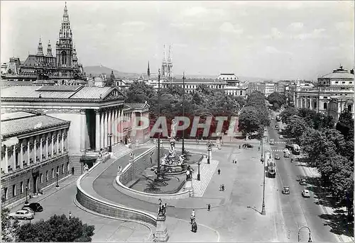 Moderne Karte Vienne Wien Ringstrasse avec Parlement et Hotel de Ville