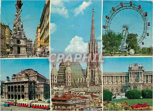 Cartes postales moderne Vienne Wien Souvenir de Vienne Graben Oper Stephansdom Tramway