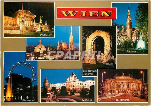 Moderne Karte Vienne Wien Parlament Riesenrad Museum Burgtheater