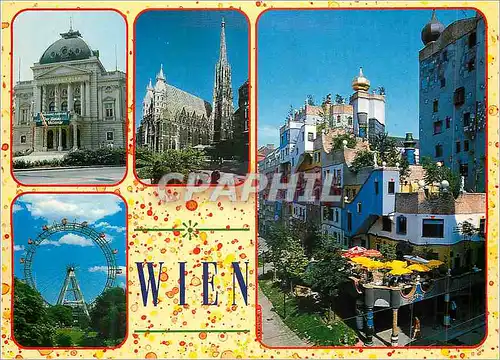 Cartes postales moderne Vienne Wien (Austria) Volkstheater Stephansdom Riesenrad Hundertwasserhaus