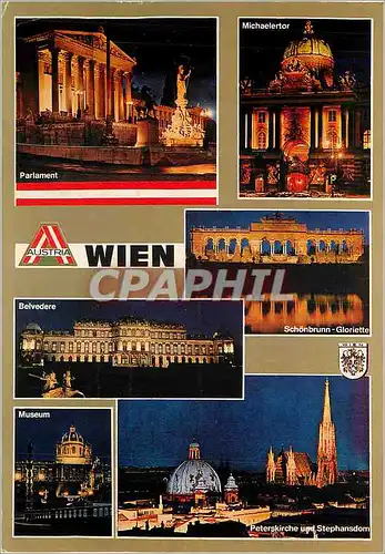 Cartes postales moderne Vienne Parlament Michaelertor Belvedere Schonbrunn Gloriette Peterrskirche und Stephansdom