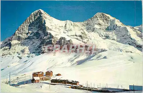 Moderne Karte Kl Scheidegg mit Eiger 3975 m und Monch 4105 m