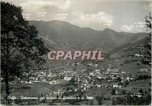 Moderne Karte Leffe Panorama con Veduta di Gandino e di Peia