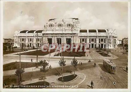 Cartes postales moderne Milano Piazza duca d'Aosta e Stazione Centrale Tramway