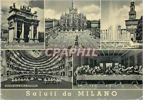 Moderne Karte Salutations de Milan