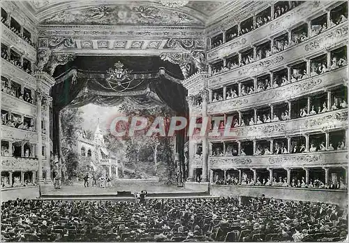 Moderne Karte Milano Interno del Teatro alla Scala da un Acquerello di Malania