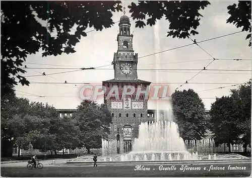 Moderne Karte Milano Castello Sforzesco e Fontana Lumunosa