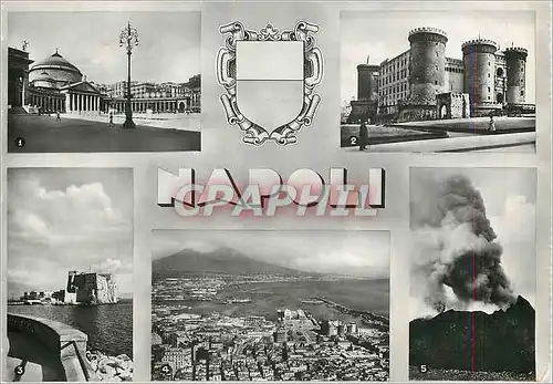 Cartes postales moderne Napoli Piazza Plebiscito e Chiesa di S Francesco da Paola Maschio Angioino Castel dell'Ovo Panor