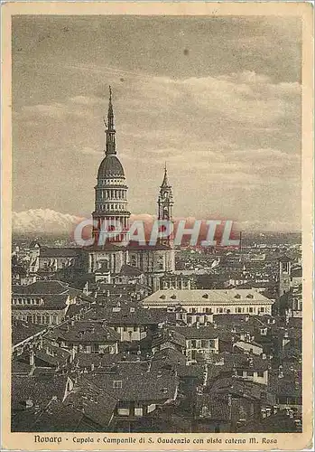 Moderne Karte Novara Cupola e Campanile di S Gaudenzio con Vista Catena M Rosa