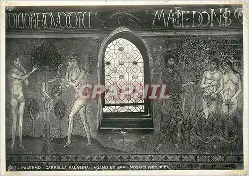 Moderne Karte Palermo Chapelle Palatine Adam et Eve Mosaiques (XIIe Siecle)