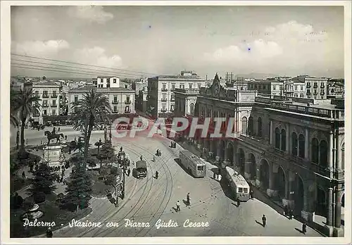 Cartes postales moderne Palermo La Gare et Place Jules Cesar Tramway