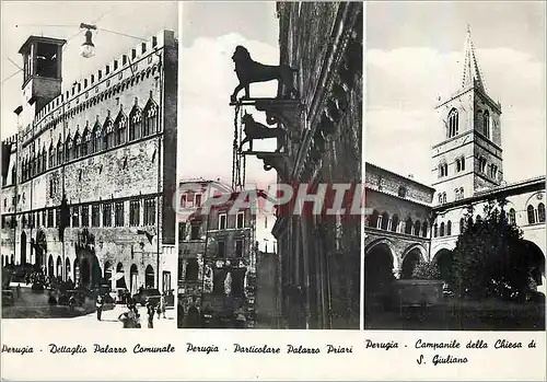Cartes postales moderne Perugia Dettaglio Palazzo Comunale Particolare Palazzo Priari Campanile della Cheisa di S Giulia