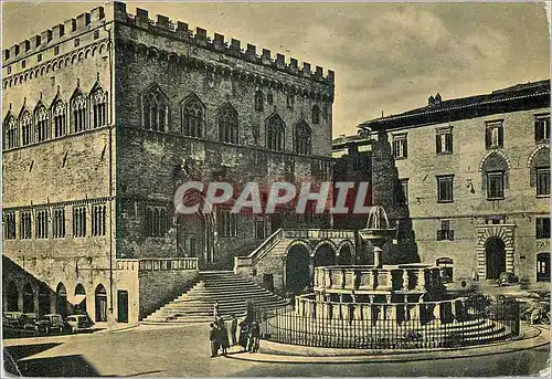 Moderne Karte Perugia Le Palais des Prieurs et la Grande Fontaine