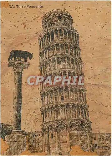 Moderne Karte Pisa Torre Pendente Opera Realizzata con