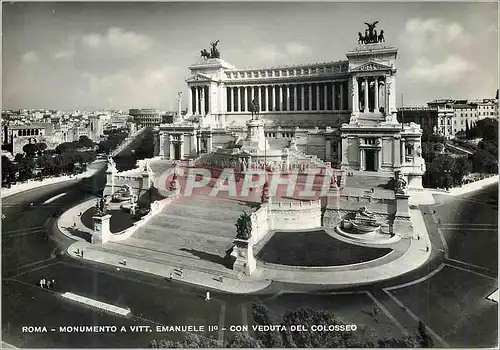 Moderne Karte Roma Monumento a Vitt Emanuele II Con Veduta del Colosseo