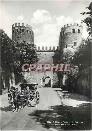 Moderne Karte Roma Porta di S Sebastiano Sulla via Appia Antica Caleche Cheval