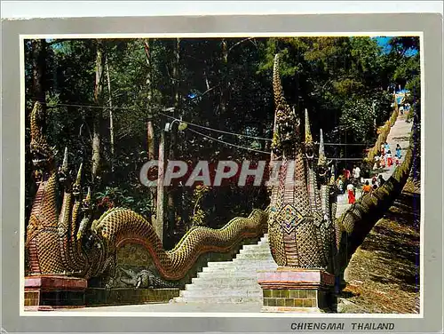 Moderne Karte Thailand Dragon Staircase Leading up to Doi Suthep Temple Chieng Mai North