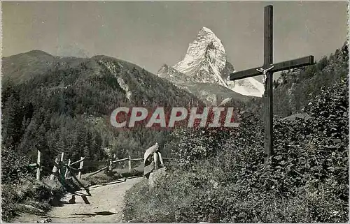 Moderne Karte Zermatt Blick auf's Matterhorn