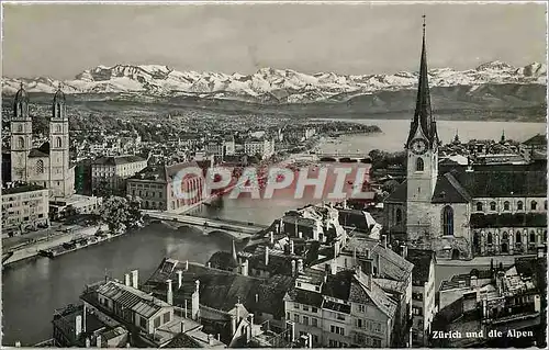 Moderne Karte Zurich und die Alpen