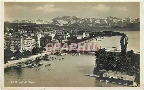 Moderne Karte Zurich und die Alpen