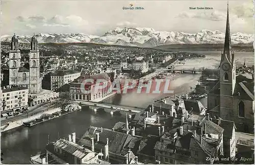 Cartes postales moderne Zurich und die Alpen