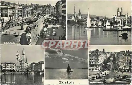 Cartes postales moderne Zurich Behnhofplatz Grossmunster