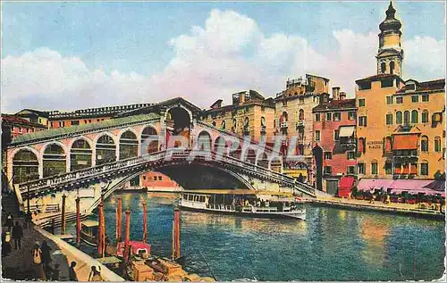 Cartes postales moderne Venezia Pont de Rialto Bateau