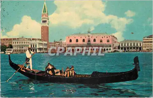 Moderne Karte Venezia Panorama et Gondole Bateau