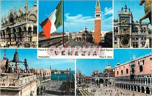 Cartes postales moderne Venezia Basilica di S Marco Panoramica della Piazza Torre dell'Orologio I Mori e la Piazzatta S