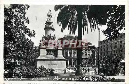 Cartes postales moderne Genoa (Genes) Place Acquaverde Monument  a C Colambo