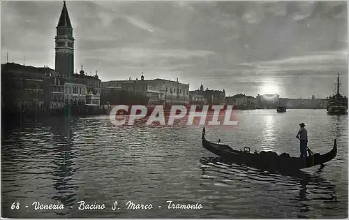 Moderne Karte Venezia Bassin St Marc Coucher du Soleil Bateau