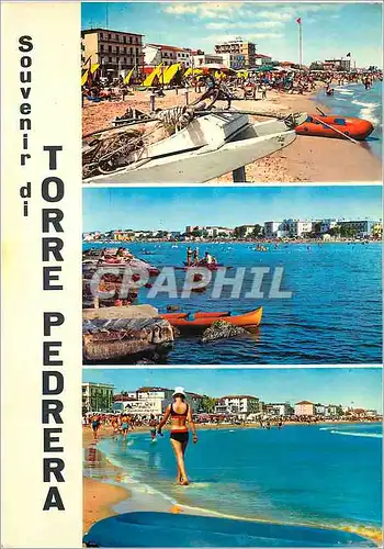 Cartes postales moderne Souvenir di Torre Pedrera La Spiaggia Panorama della Scogliera Bateaux
